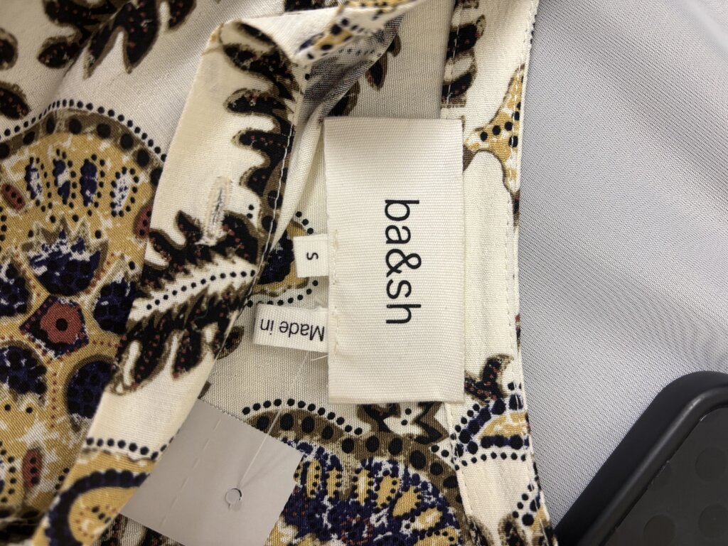 ba&sh Cream & Paisley Print Buttoned Blouse