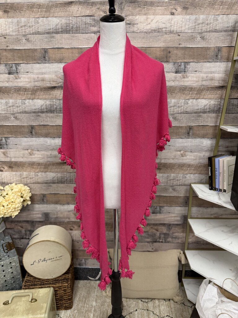 Autumn Cashmere Hot Pink Tassel Trim Shawl Wrap Scarf