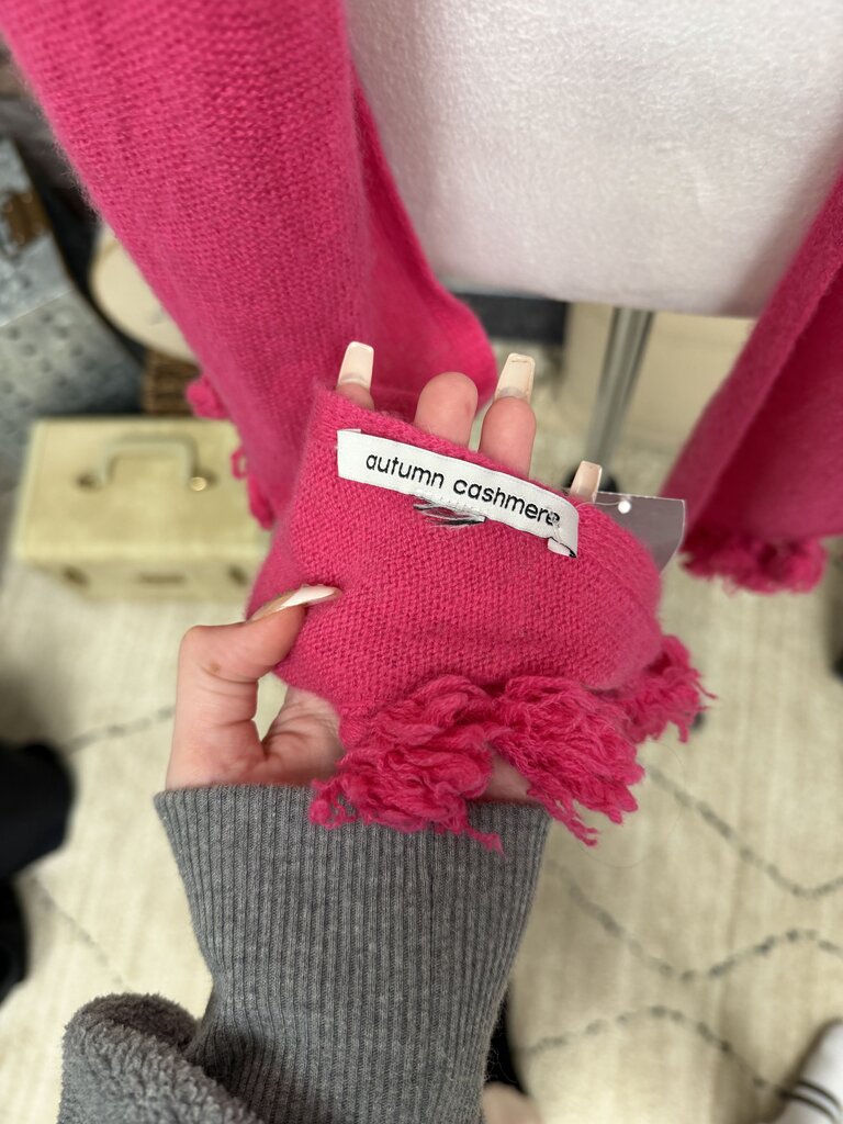 Autumn Cashmere Hot Pink Tassel Trim Shawl Wrap Scarf