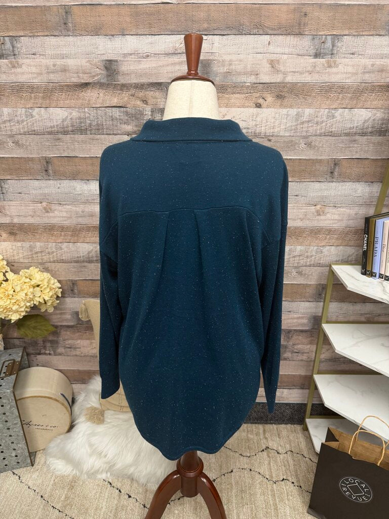 Smartwool Dark Teal Button-Up Long-Sleeve Knit Top