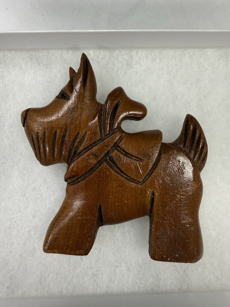 Wooden Scottie Dog Brooch