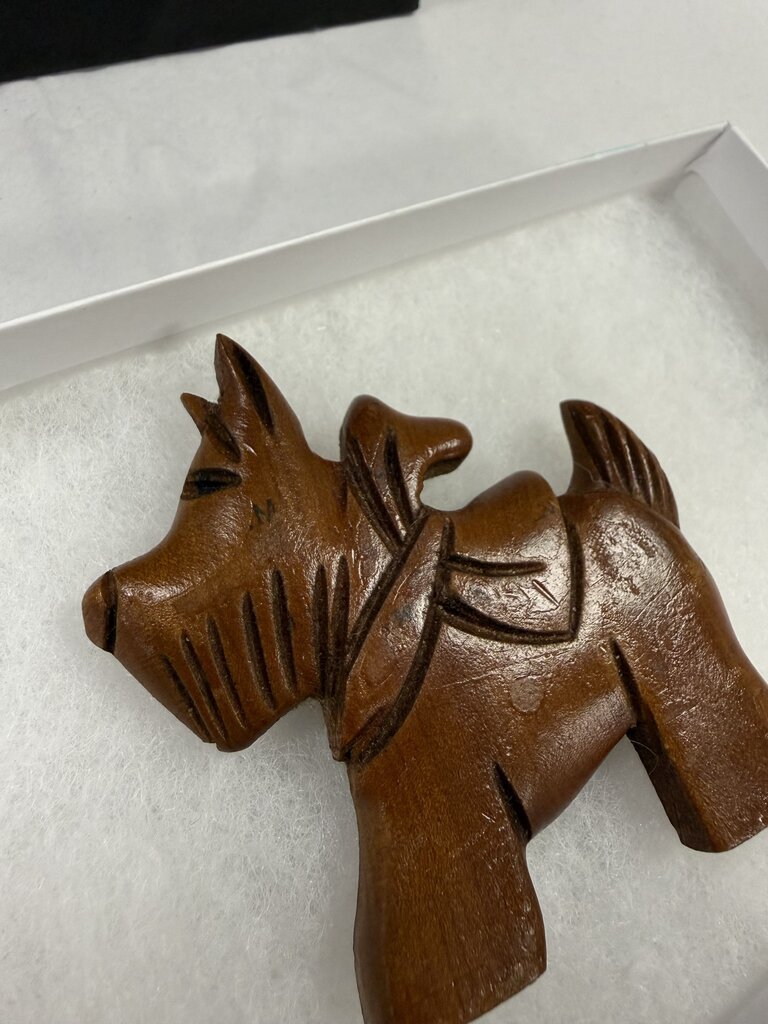 Wooden Scottie Dog Brooch