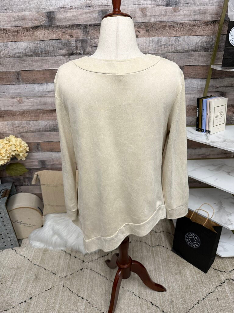 Ravel Cream Asymetrical Long-Sleeve Top