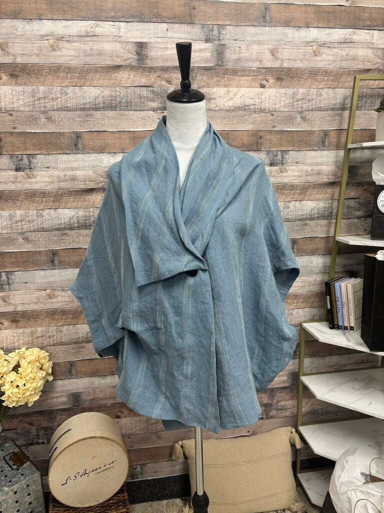 Moyuru Cornflower Blue Linen Poncho Style Top