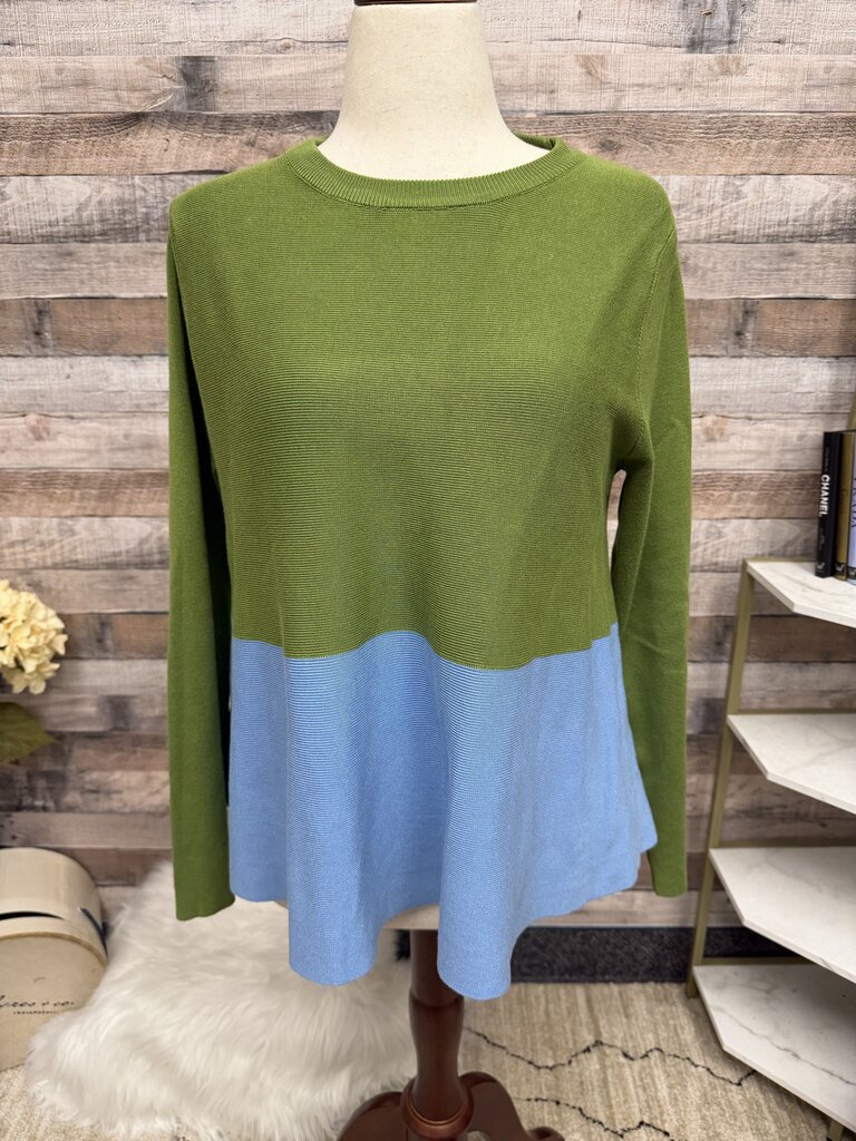 Compania Fantastica Blue & Green Colorblock Long-Sleeve Ribbed Knit Sweater