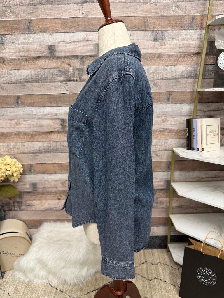 Cloth & Stone Cotton Denim Button-Down Long-Sleeve Top