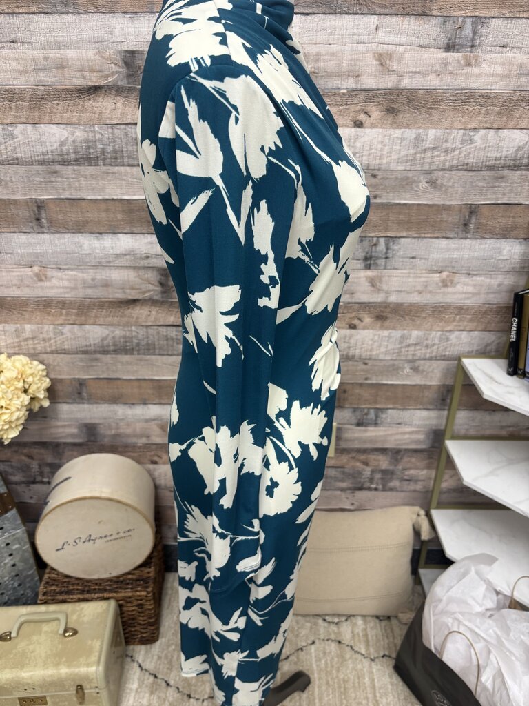 NWT Maggie London Teal & White Floral Print