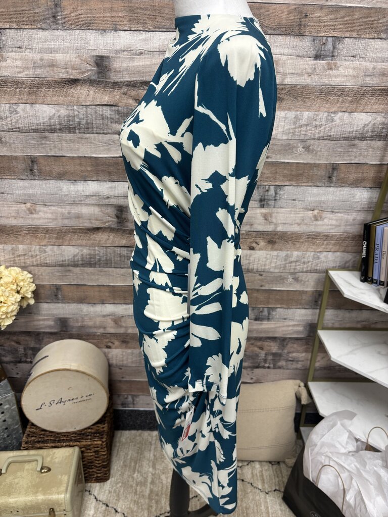 NWT Maggie London Teal & White Floral Print