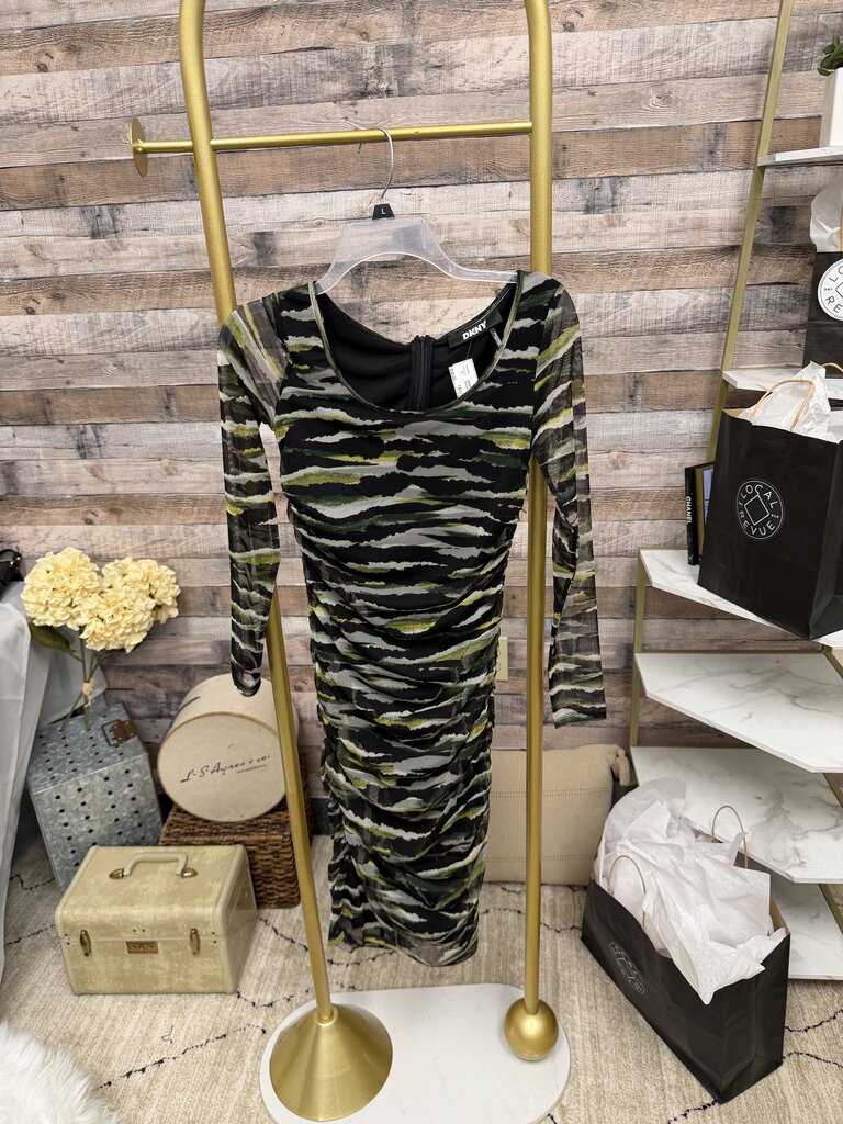 DKNY Mesh Bodycon Black, Green & White