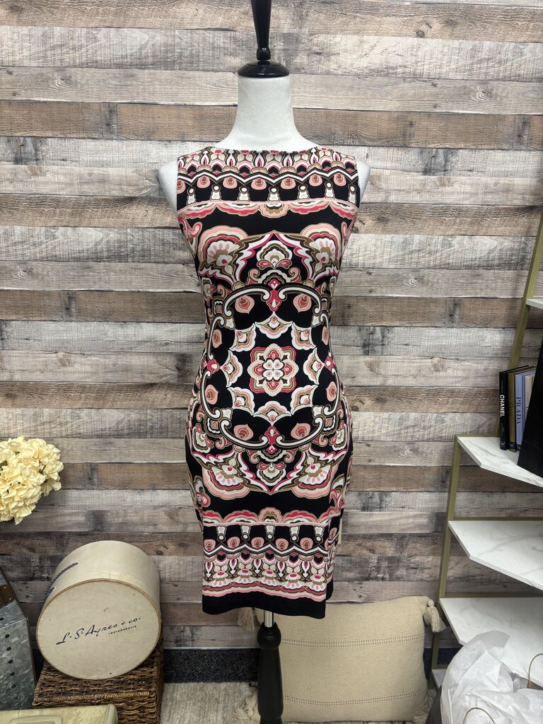 Cache Baroque Black & Pink Sleeveless Sheath