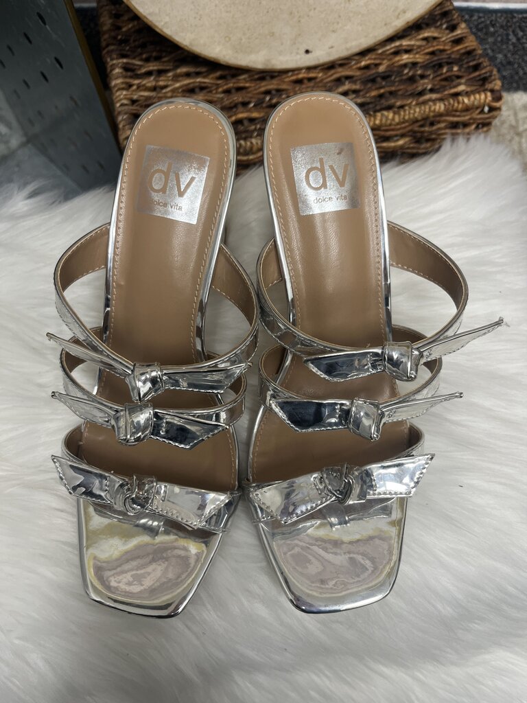 Dolce Vita Metalic Silver Bow Mule