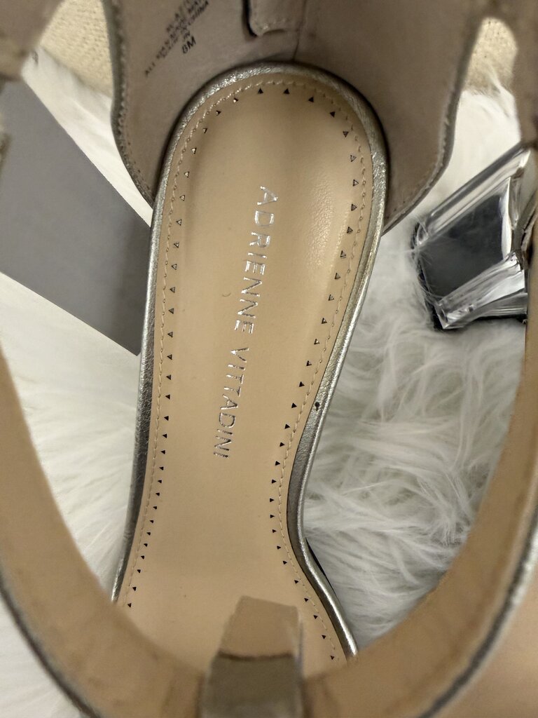 Adrienne Vittadini Metallic Gold Clear Block Heel