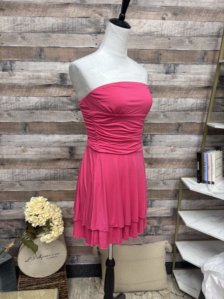 Merokeety Fuchsia Ruched Tube Mini