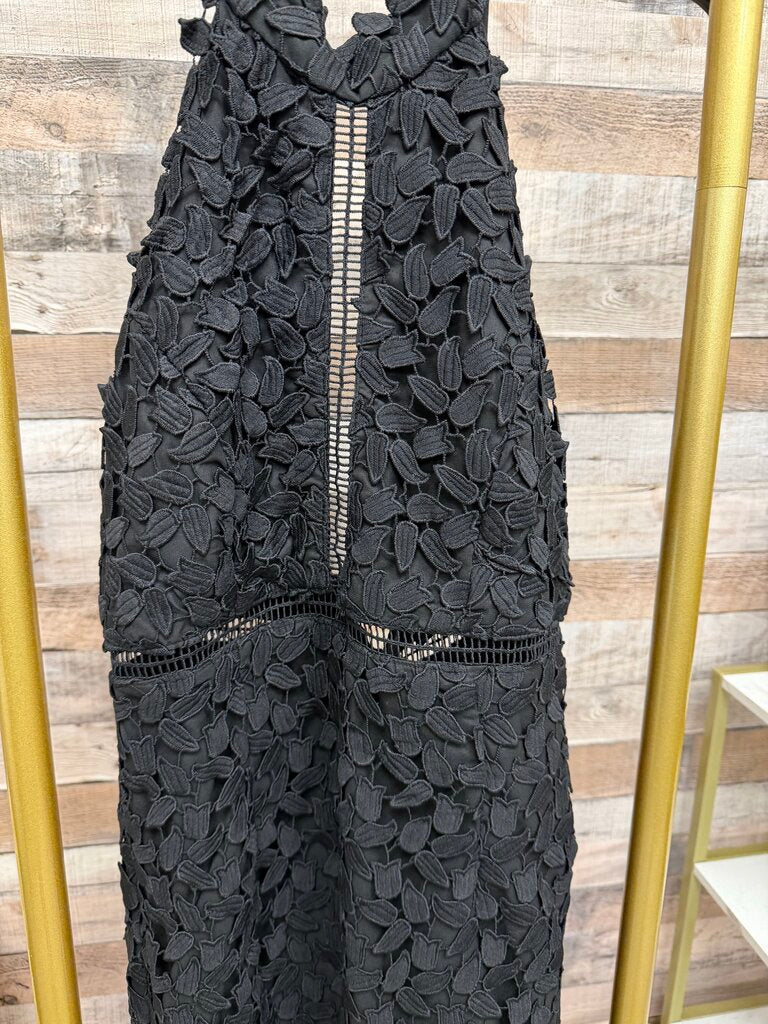 Bardot Black Lacey Cut Out Midi