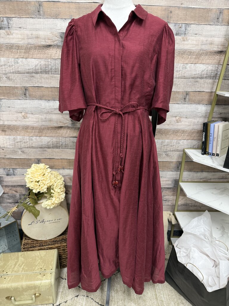 Hyacinth House Burgundy Silk Blend Midi