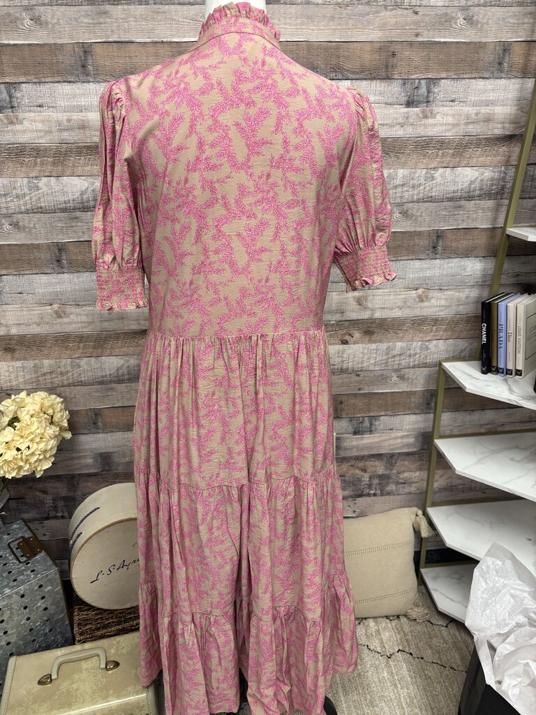 Hyacinth Housse Tan & Pink Leaf Midi