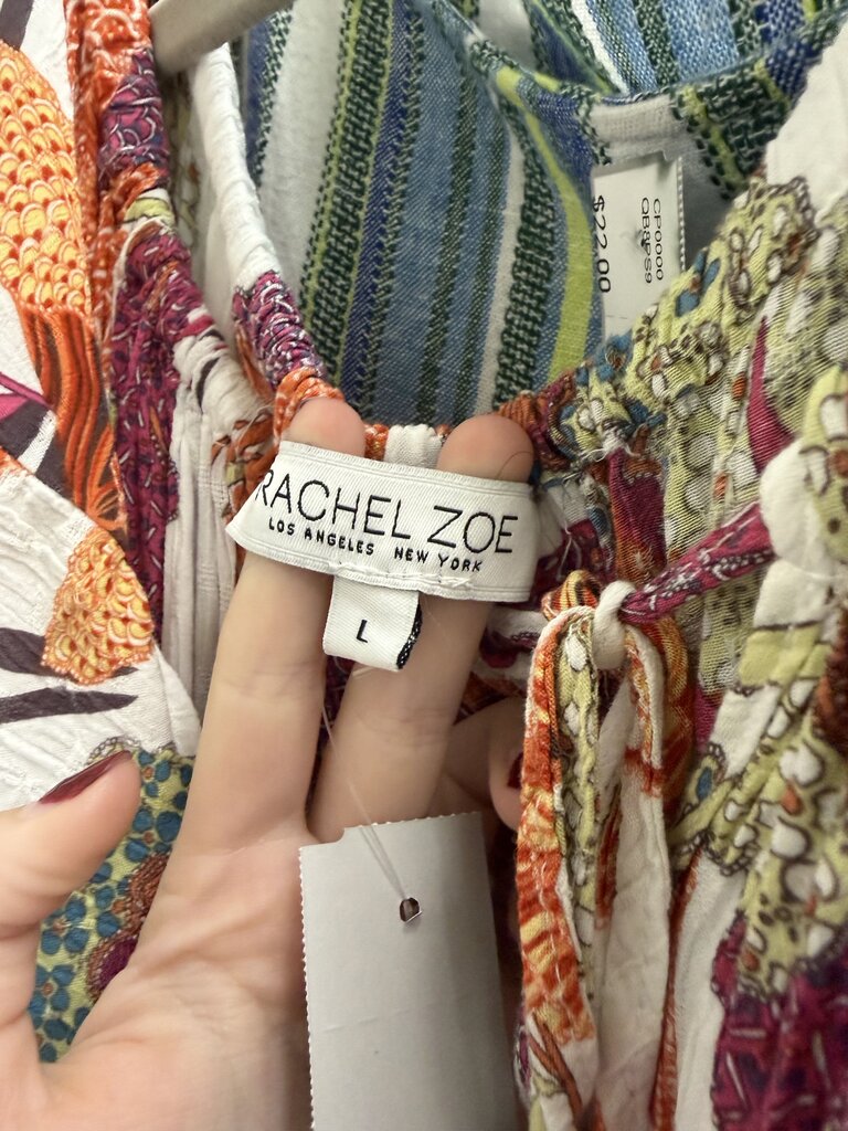 Rachel Zoe White & Orange Floral Print w/Tie Belt