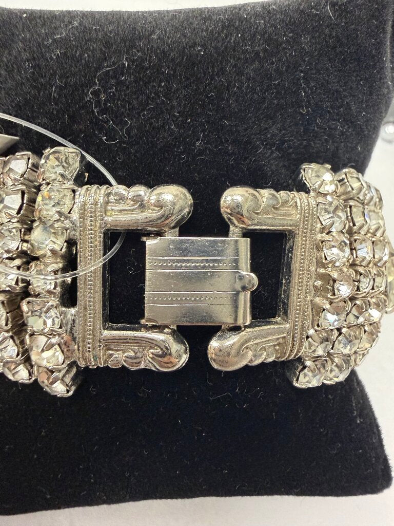 Silver & Rhinestone 7 Strand w/Tear Drop Bracelet