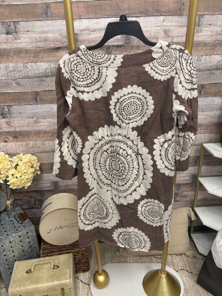 Boden Linen Brown & White Medallion Print
