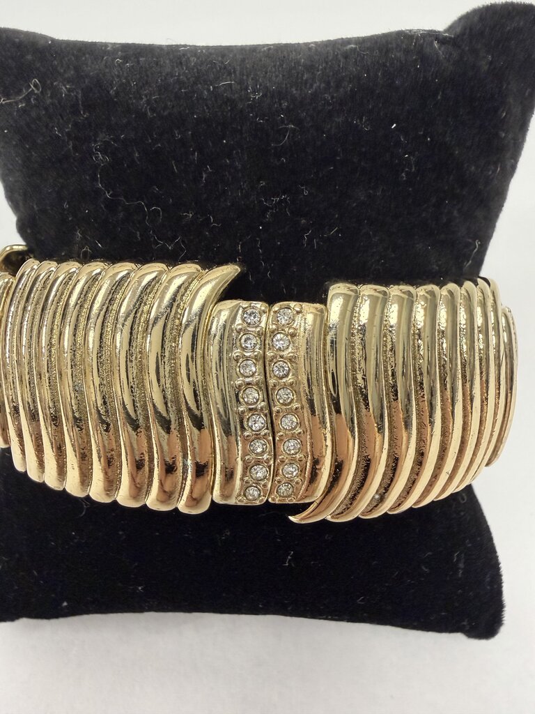 Gold Waves & Rhinestone Stretch Bracelet