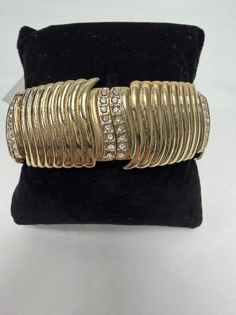 Gold Waves & Rhinestone Stretch Bracelet
