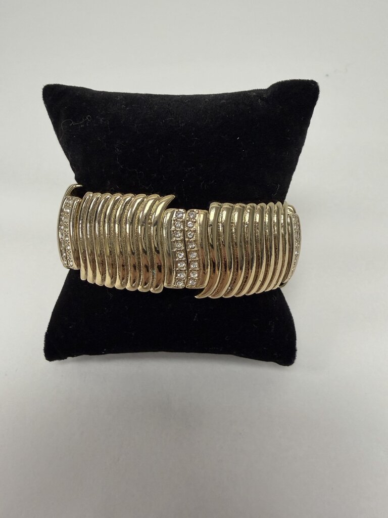 Gold Waves & Rhinestone Stretch Bracelet