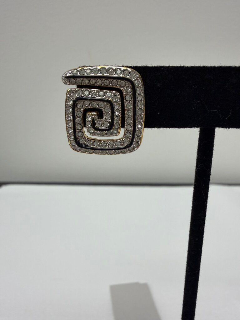 Swarovski Crystal & Gold Square Swirl Earrings