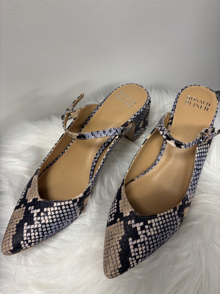 Donald Pliner Blue & Black Snakeskin Print Mule