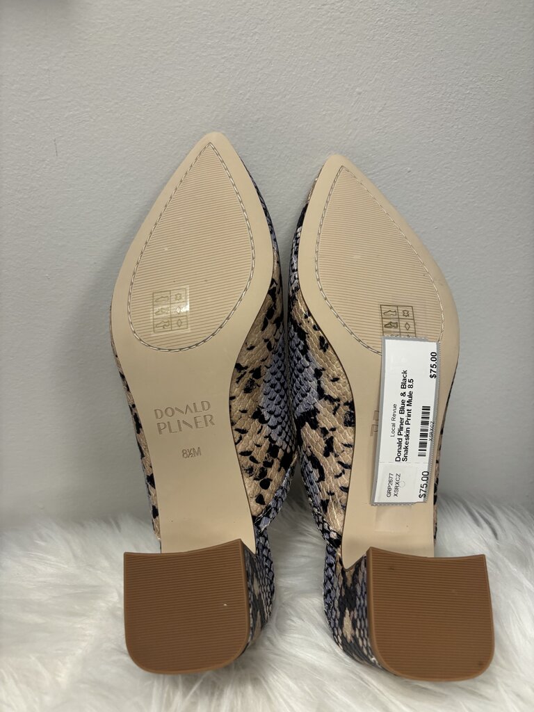 Donald Pliner Blue & Black Snakeskin Print Mule