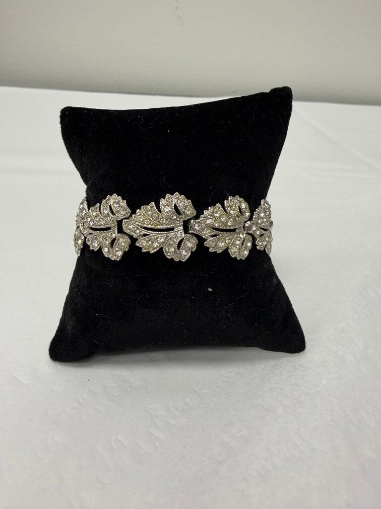 ORA Art Deco Leaf Rhinestone Bracelet