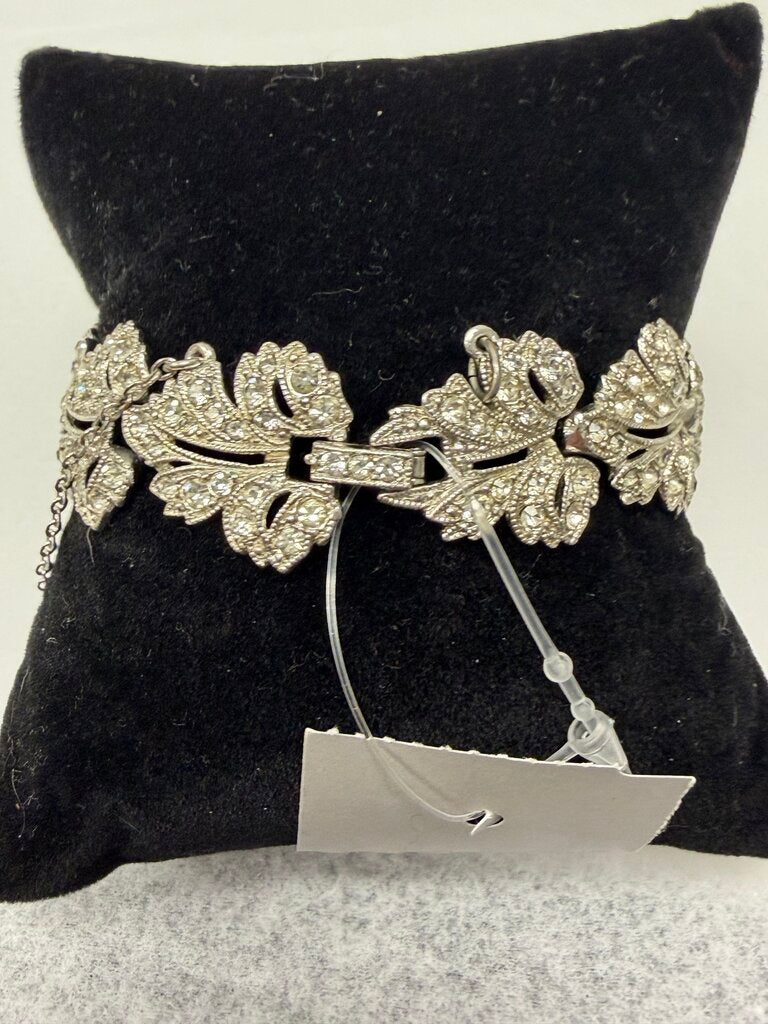 ORA Art Deco Leaf Rhinestone Bracelet