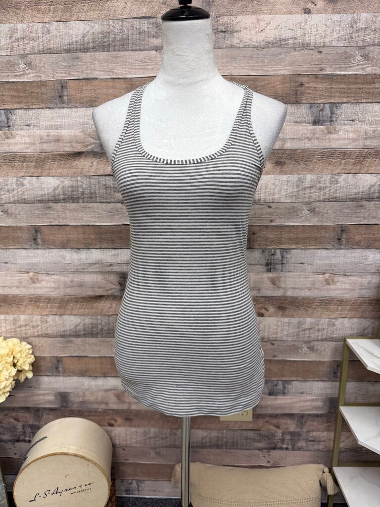 Gap Fit White & Grey Stripe Racerback Tank