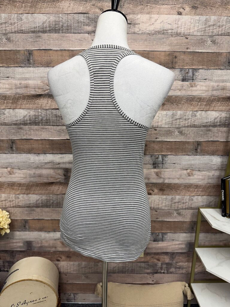 Gap Fit White & Grey Stripe Racerback Tank