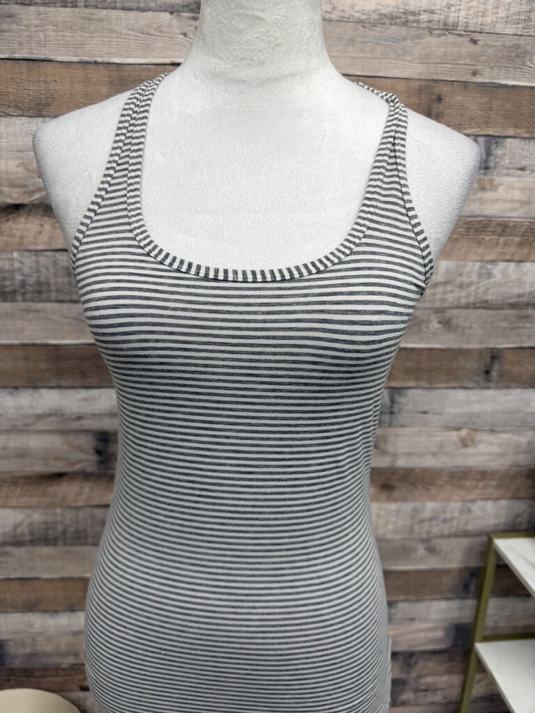Gap Fit White & Grey Stripe Racerback Tank