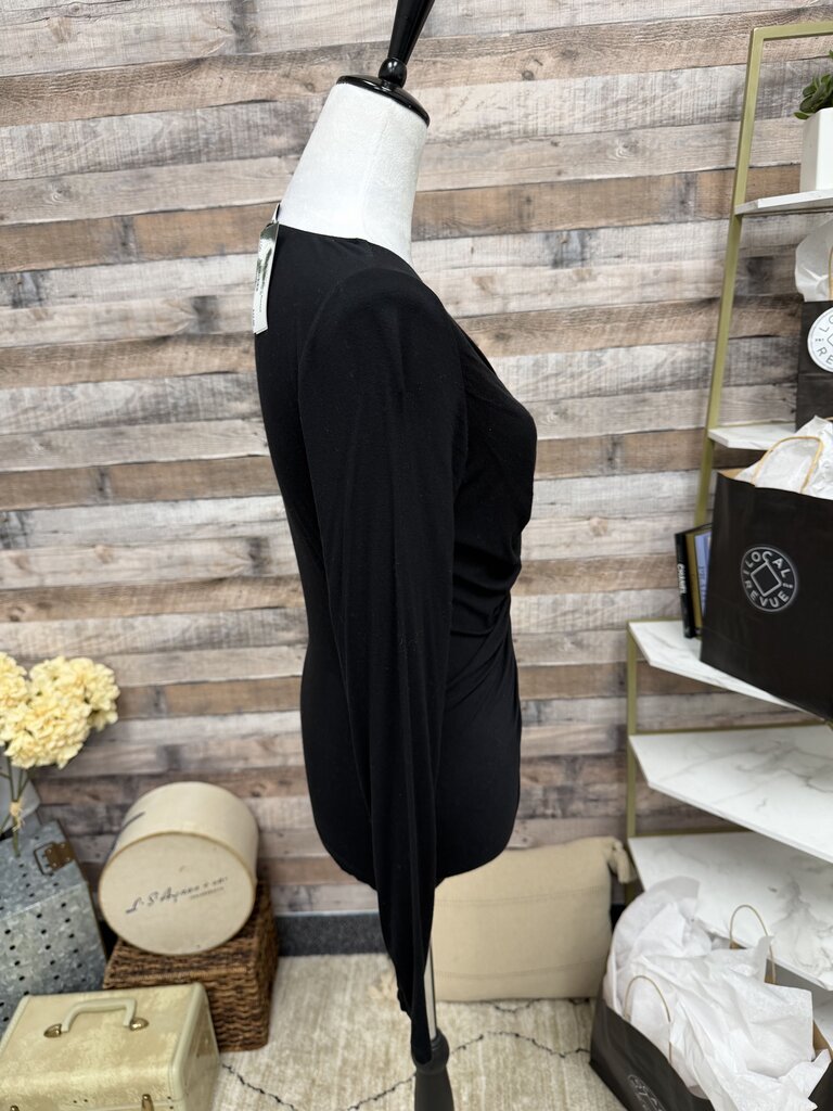 LNA Clothing Black Ruched Long Sleeve Top