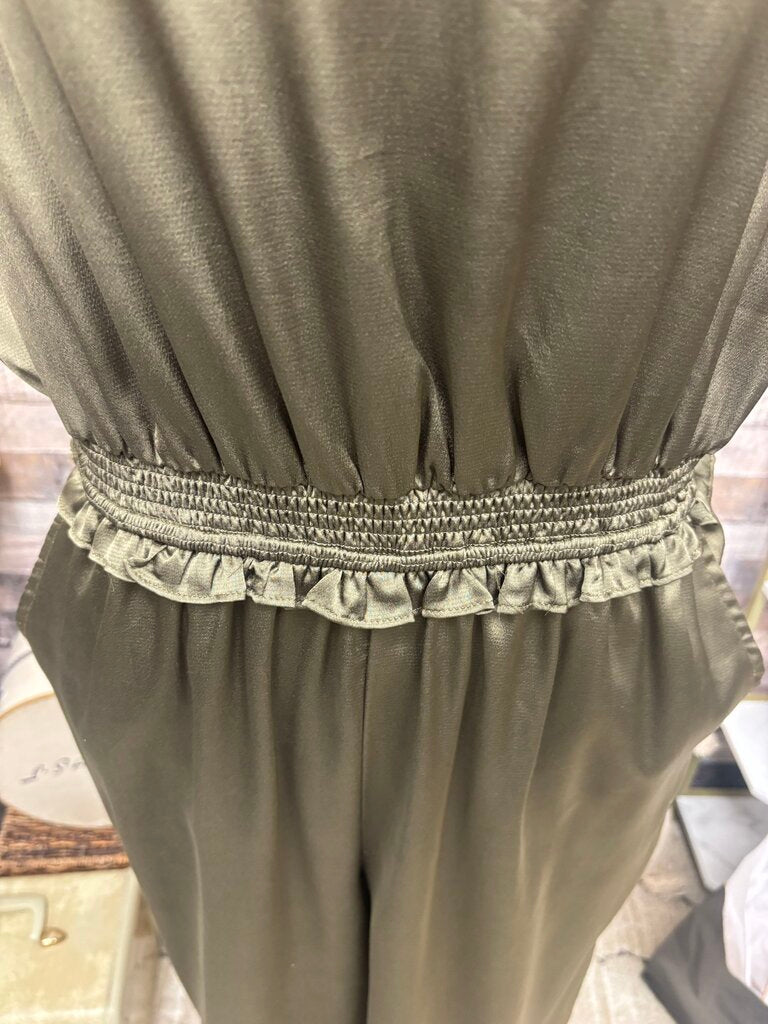 Vernacular Green Sleeveless Wide Leg Jumpsuit