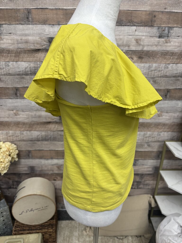 Nation Ltd Chartreuse Asymmetrical Off-Shoulder Ruffle Top