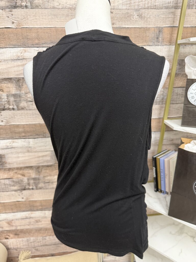 Loveappella Black Draped Asymmetric Tank Top
