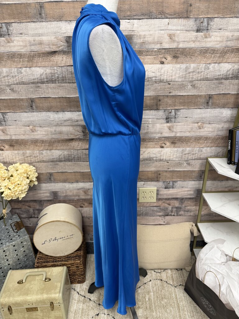 Pretty Garden Royal Blue Sleeveless Midi Dress
