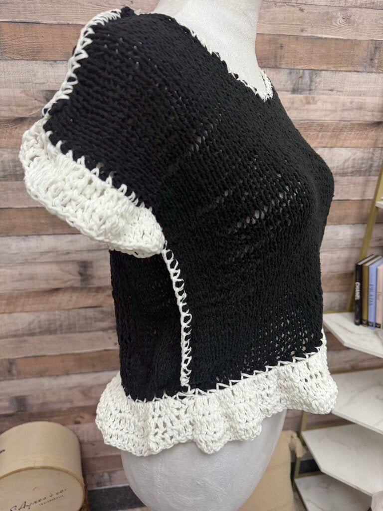 Body by Anca Black w/White Ruffle Sweater
