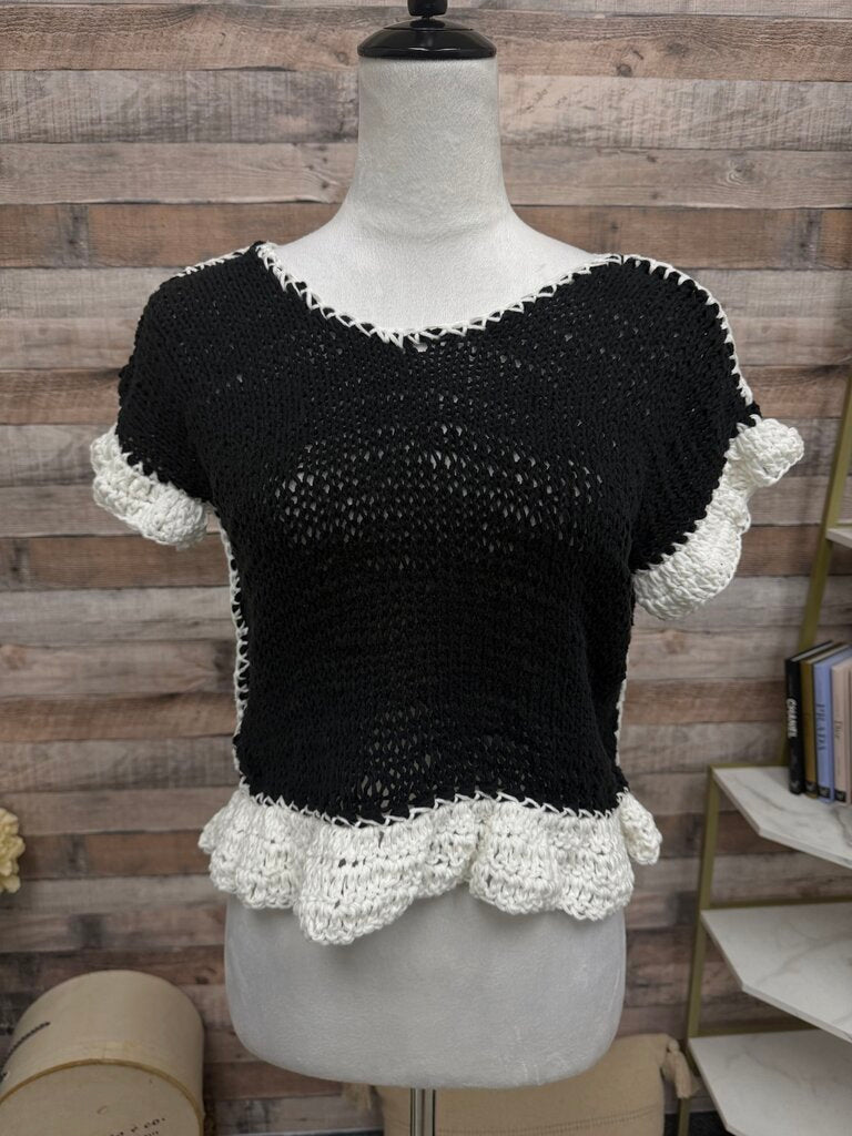 Body by Anca Black w/White Ruffle Sweater