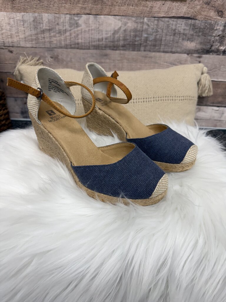 White Mountain Navy Canvas Espadrille Wedge