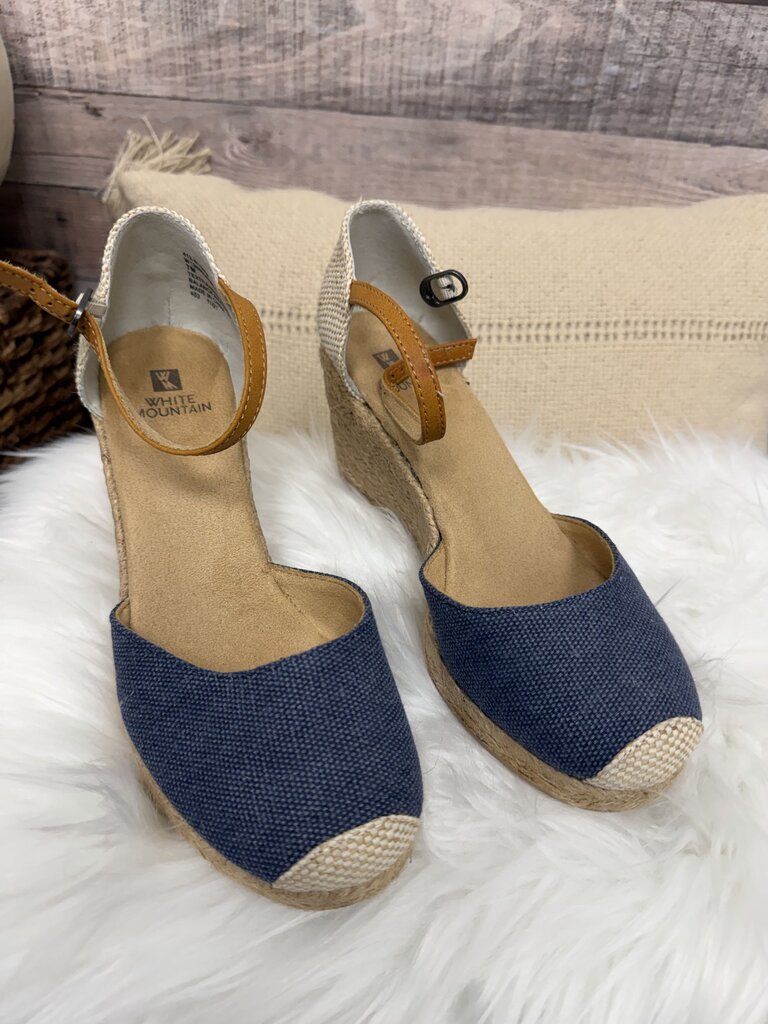 White Mountain Navy Canvas Espadrille Wedge