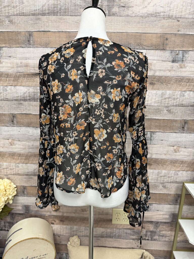 Lily White Black w/Brown Floral Pattern