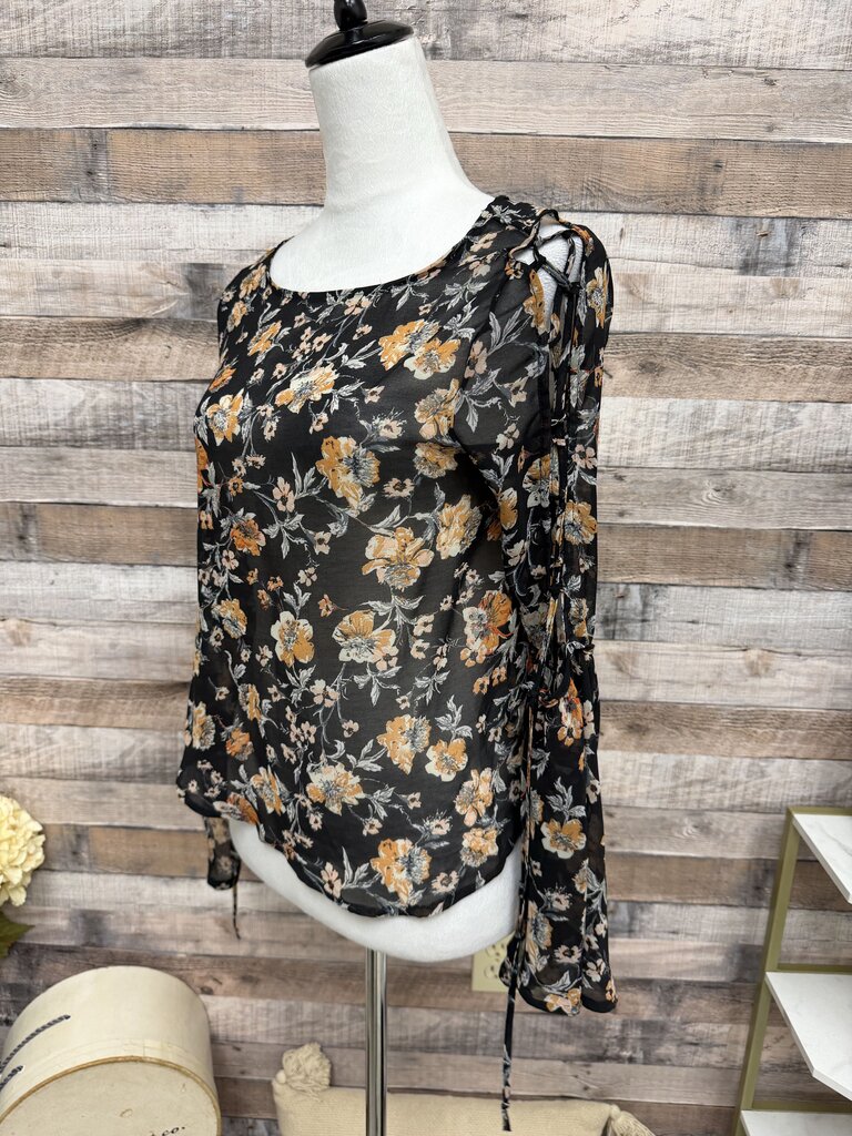 Lily White Black w/Brown Floral Pattern