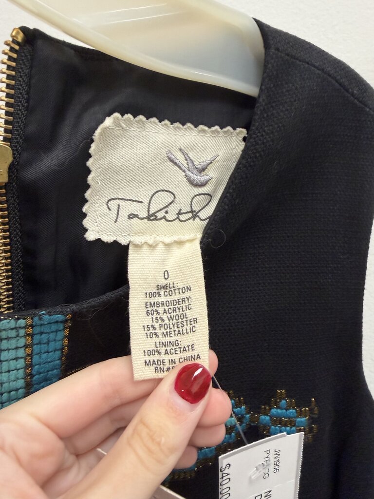 NWT Tabitha by Anthro Split Diamond Embroidered Sleeveless Shift