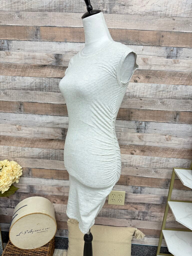 Athleta Grey & White Striped Tee Dress