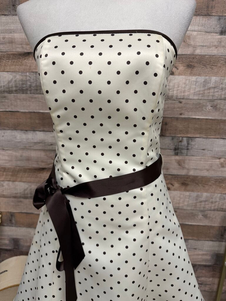Jessica McClintock Gunne Sax Ivory w/Brown Polka Dot