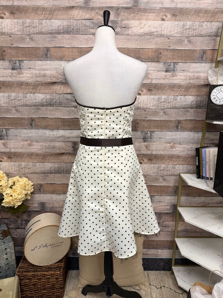 Jessica McClintock Gunne Sax Ivory w/Brown Polka Dot