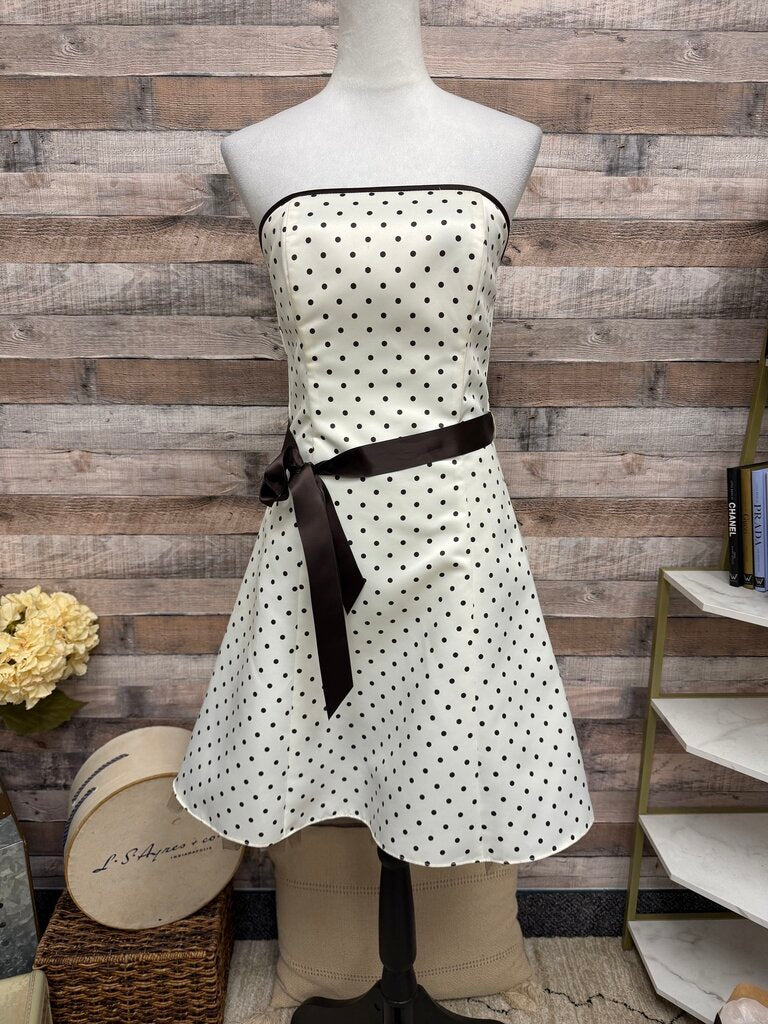 Jessica McClintock Gunne Sax Ivory w/Brown Polka Dot